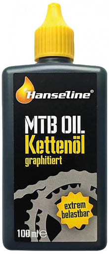 Hanseline MTB Kettenöl graphitiert 100ml  Spezialöl mit Graphitzusatz für optimale Schmierung bei starker Beanspruchung und feuchter Witterung