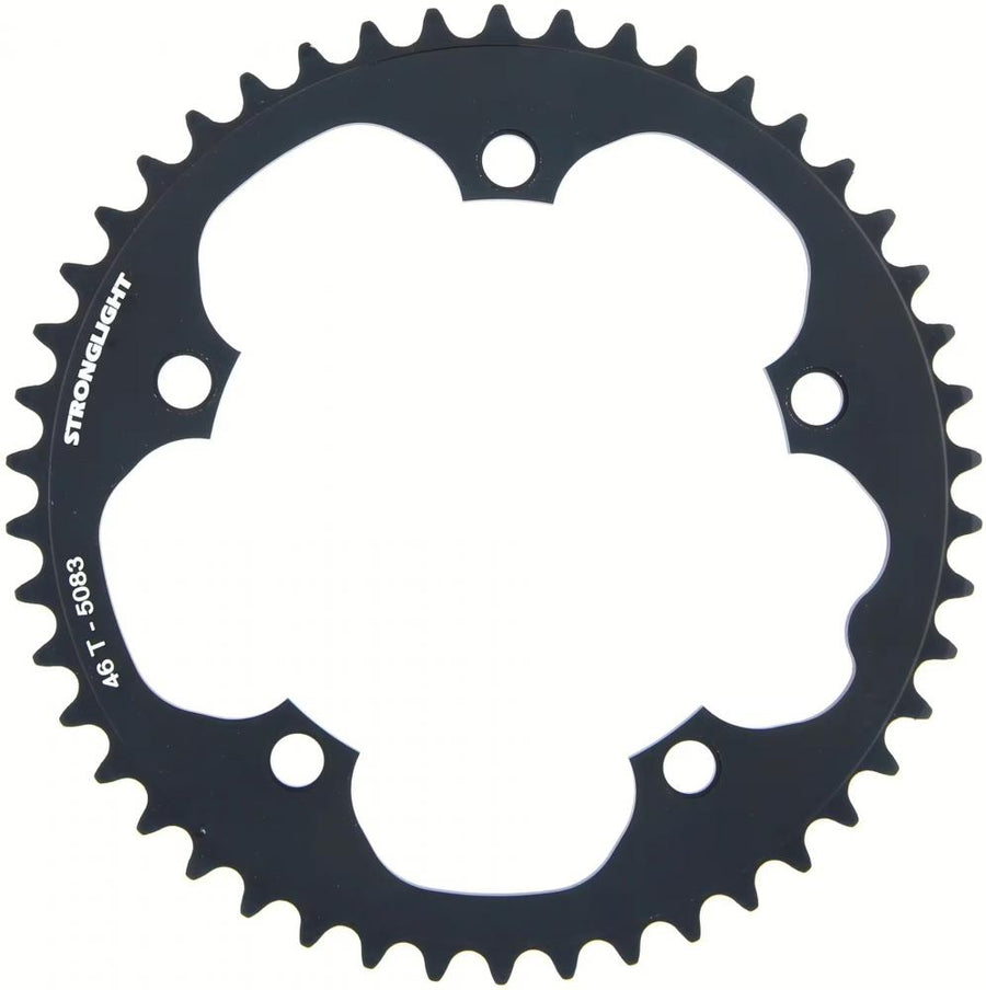 Stronglight Rennrad-Kettenblatt LK 130 Millimeter 46 Zähne 5-Arm Aluminium 9-10-fach schwarz silber