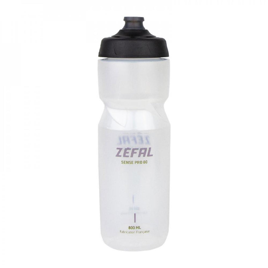 Zéfal Sense Pro 800ml auslaufsichere Sport-Trinkflasche in Grau/Grün auf weißem Hintergrund.