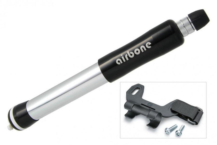 Airbone Minipumpe ZT-509 schwarz-silber, 210mm, für AV/DV/SV Ventile, inklusive Fahrradhalterung und Schrauben.
