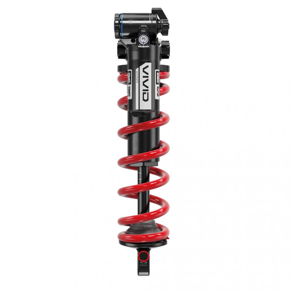RS Vivid Coil Ultimate Fahrrad-Dämpfer 180x50mm mit roter Feder, Lockout und Trunnion Montage.