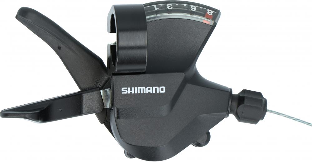 SHIMANO Schalthebel ALTUS SL-M315 8-fach Rechts Schelle für MTB Antrieb, schwarz mit Ganganzeige.