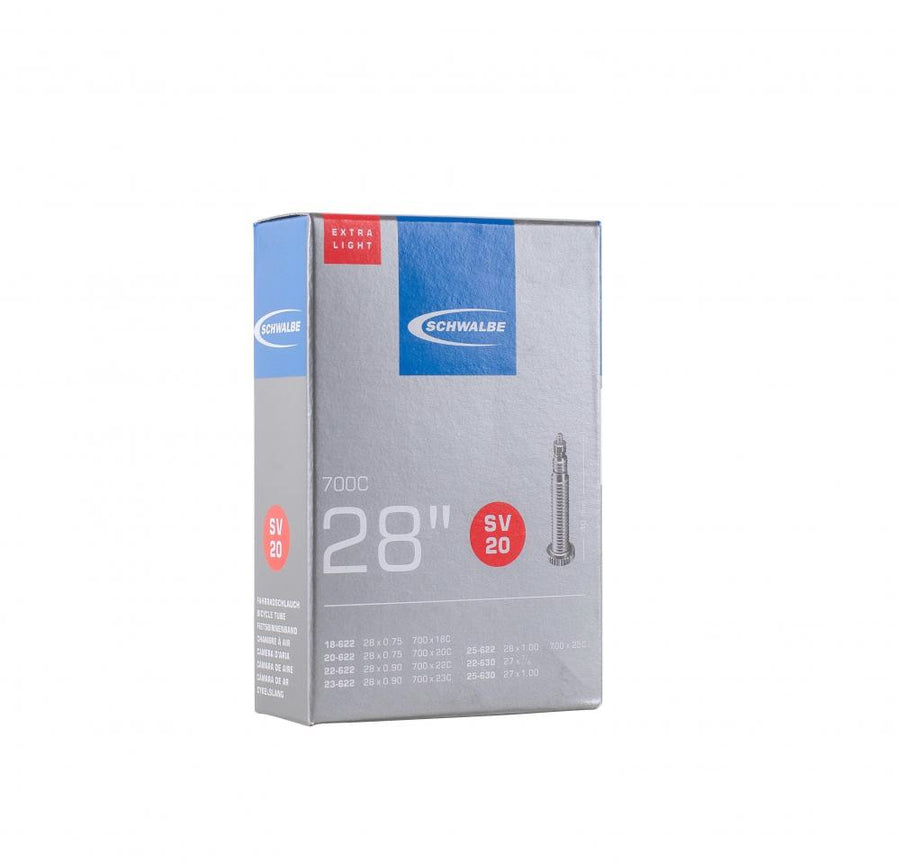 Schwalbe Schlauch SV20 Extra Light 28 Zoll 700C Rennradschlauch 18-25C mit SV 50mm Ventil.
