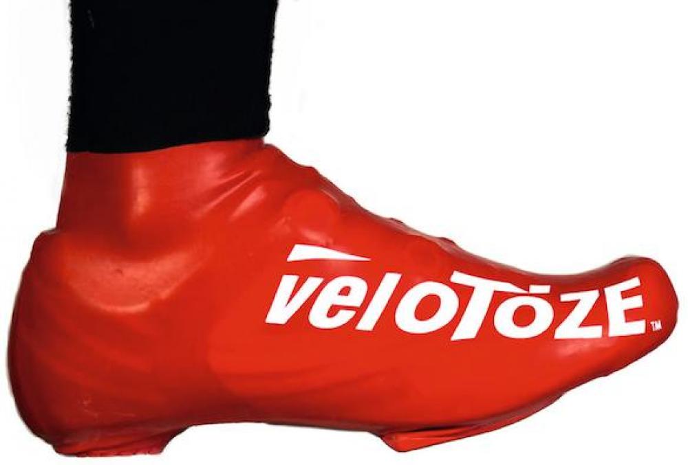 VeloToze Überschuh 2.0 kurz rot S/M - wasserdichter Aero-Überschuh für kalte Rennradtage