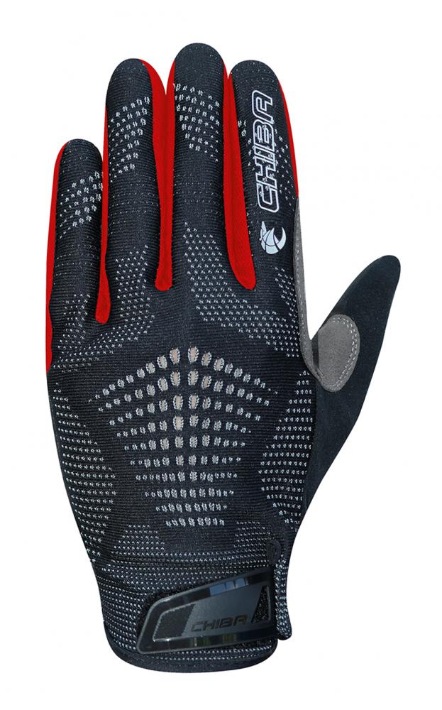 CHIBA Gel Performer - Radhandschuhe kurz, S, schwarzz/rot, Gelpolster & Touchfinger