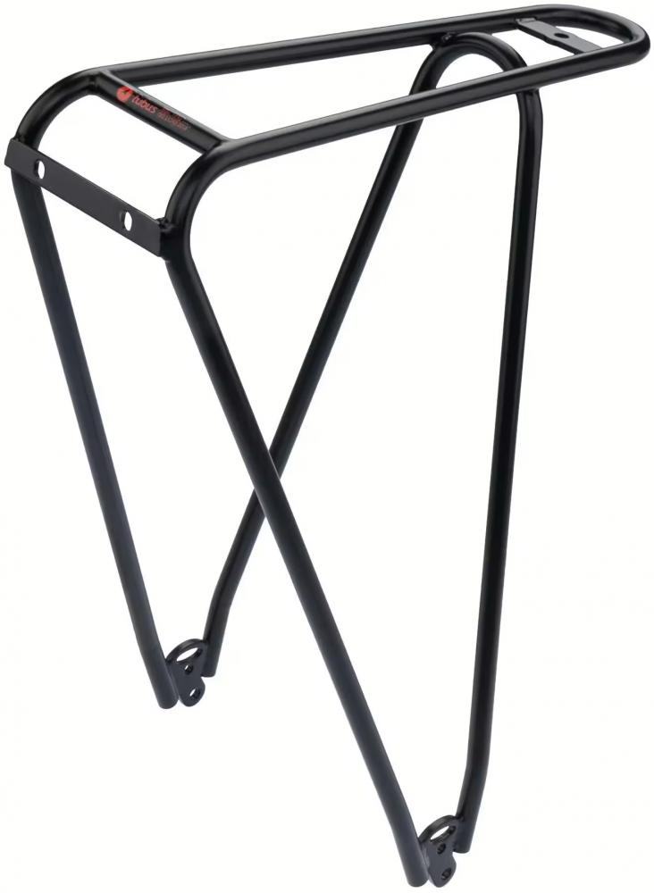 Tubus Gepäckträger FLY EVO 26-28 Zoll schwarz, schlanker minimalistischer Touren-Gepäckträger für Fahrräder.
