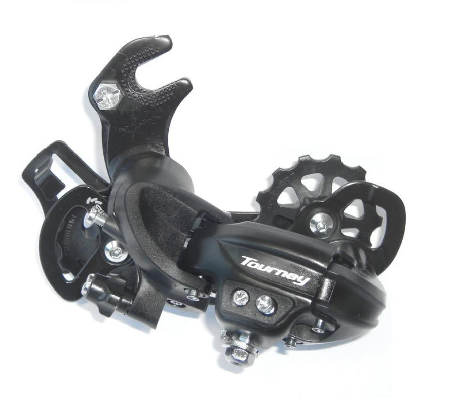 Schwarzes Shimano Tourney RD-TY300 Schaltwerk für 6- und 7-fach Schaltungen.