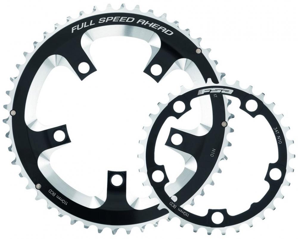 FSA Kettenblatt Road Super 5-Arm 2x 110 mm x 50 T Schwarz - präzises Rennrad-Upgrade