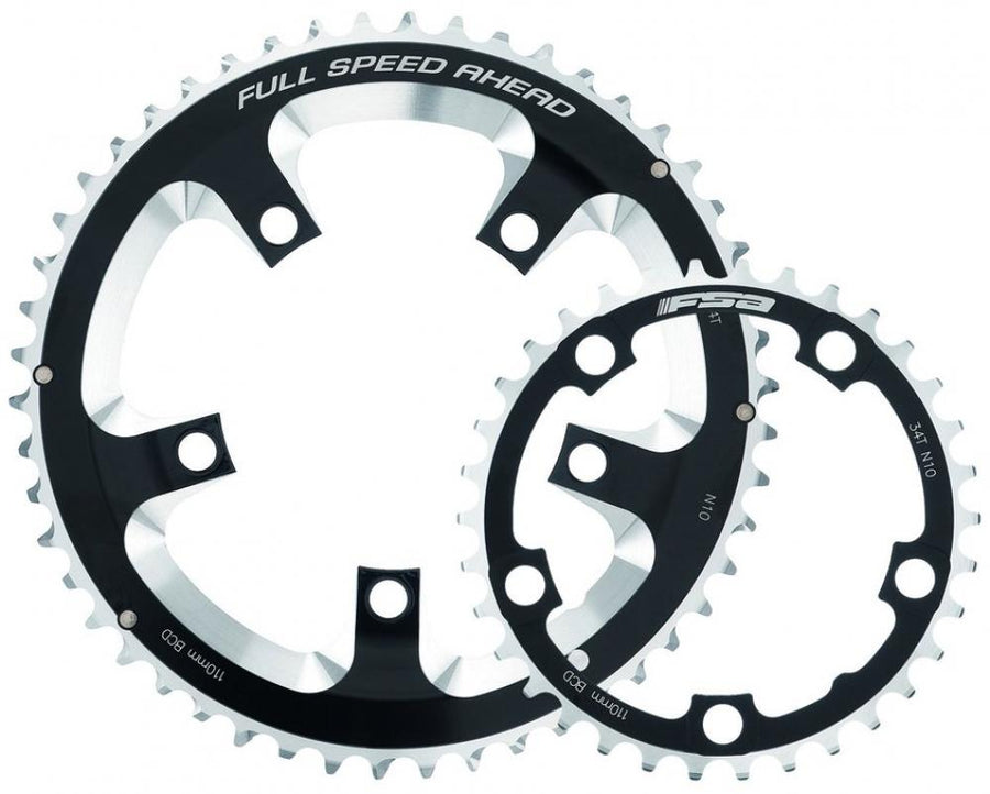 FSA Kettenblatt Road Super 5-Arm 2x 110 mm x 50 T Schwarz - präzises Rennrad-Upgrade