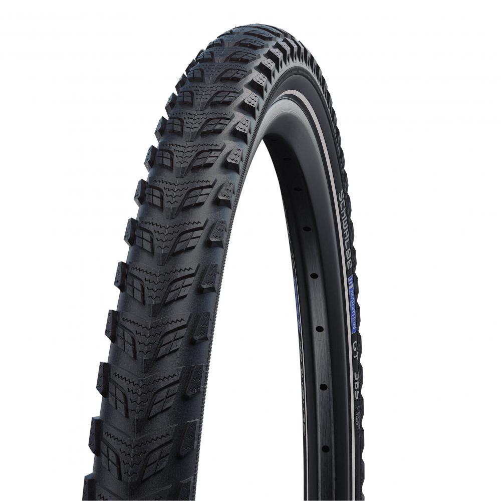 Schwalbe Marathon 365 Fahrradreifen, schwarz mit Reflexstreifen, 37-622, E-50, Drahtreifen mit Profil.