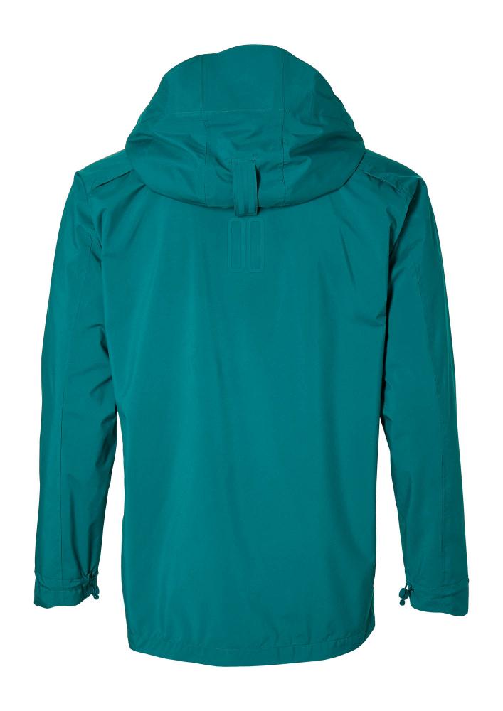 Basil Skane Herren Regenjacke in Teal Green (S), wasserdicht & atmungsaktiv, Rückansicht mit Kapuze.