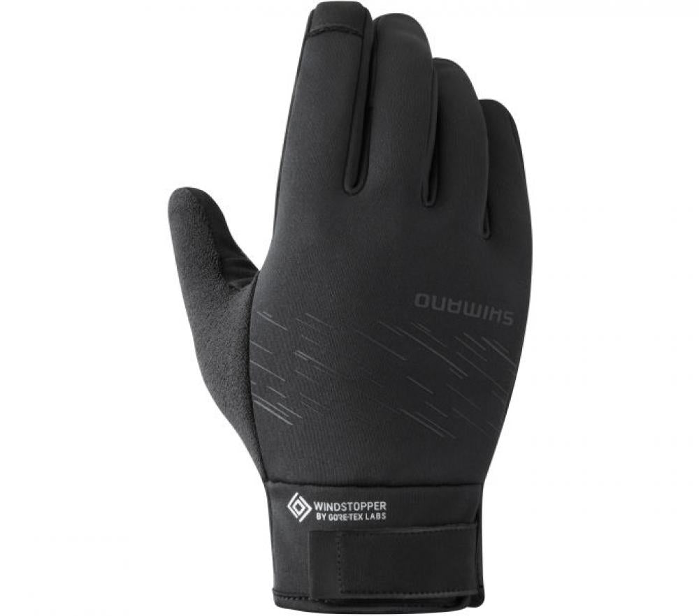 Schwarze SHIMANO W's Windstopper Insulated Gloves Damen-Fahrradhandschuhe mit Gore-Tex für optimalen Kälteschutz.