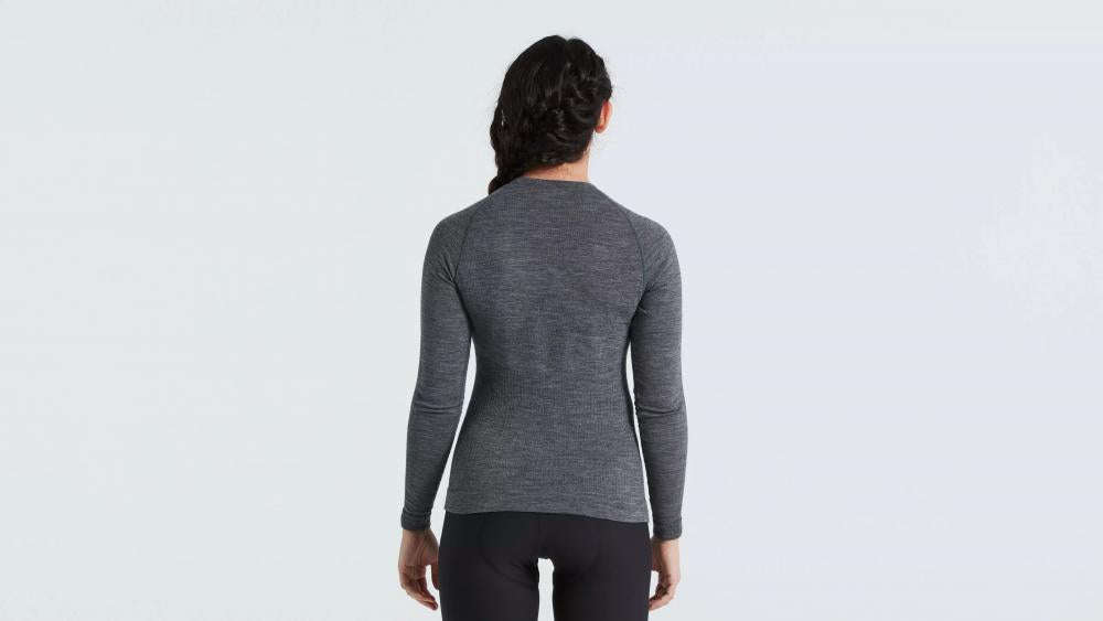 SEAMLESS MERINO BASELAYER LS WMN GRY S/M - Bekleidung