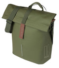 Basil City Shopper MIK Studs 14-16 Liter moss green - wasserabweisender Fahrrad­shopper mit MIK-Studs-System, Reflektoren & veganen Ledergriffen