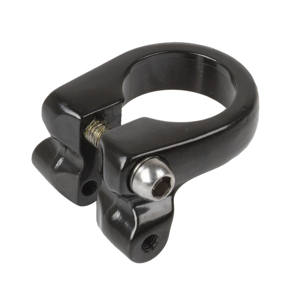 M-Wave Racky Sattelklemme Alu 34,9 mm schwarz mit M5-Gewindeösen für Gepäckträger, max. 8 Nm