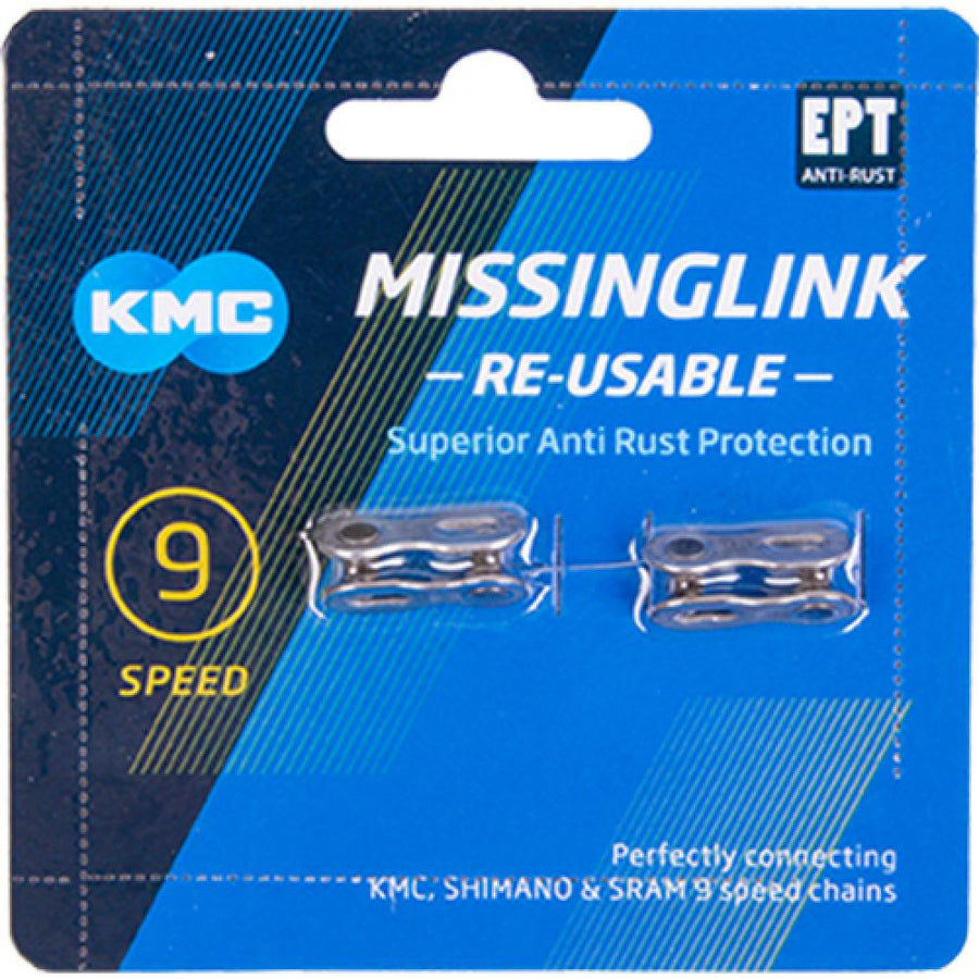 KMC Kettenschloss MissingLink 9-fach 1/2 x 11/128 silber 6 - 6mm für 9s Ketten 2 Stück auf Karte â werkzeuglos montierbar wiederverwendbar Top-Qualität