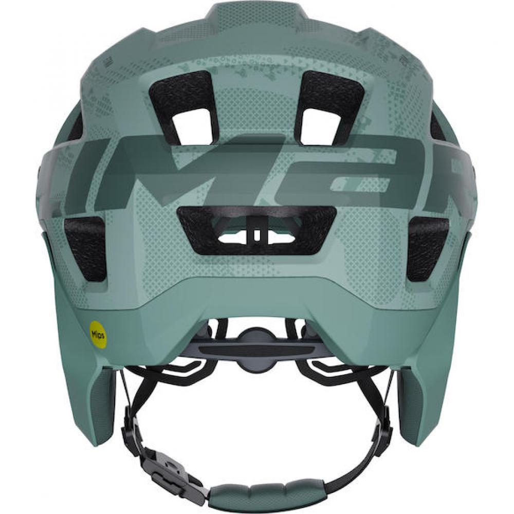 Rückansicht des Limar Etna Mips Enduro-Helms in Matt Ocean Sage Grau mit PROXEAR für maximalen Schutz.