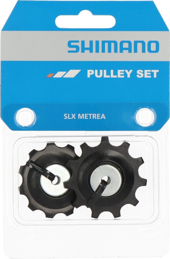 Shimano SLX RD-M7000 Schaltrollensatz mit zwei schwarzen Schalträdchen in originaler Blisterverpackung.