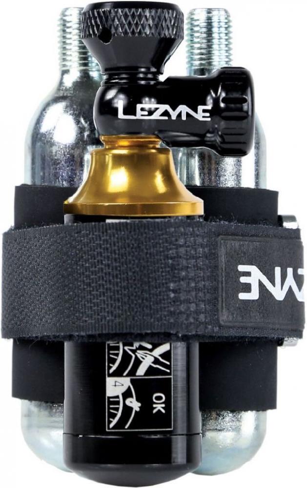LEZYNE Tubeless CO2 Blaster mit 2 CO2 Kartuschen schwarz gold