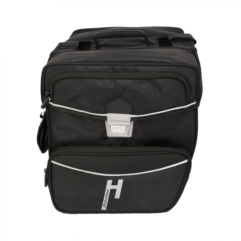 Haberland Doppeltasche 33l Max schwarz: Robuste Gepäckträgertasche mit viel Stauraum und hellen Reflektorstreifen.