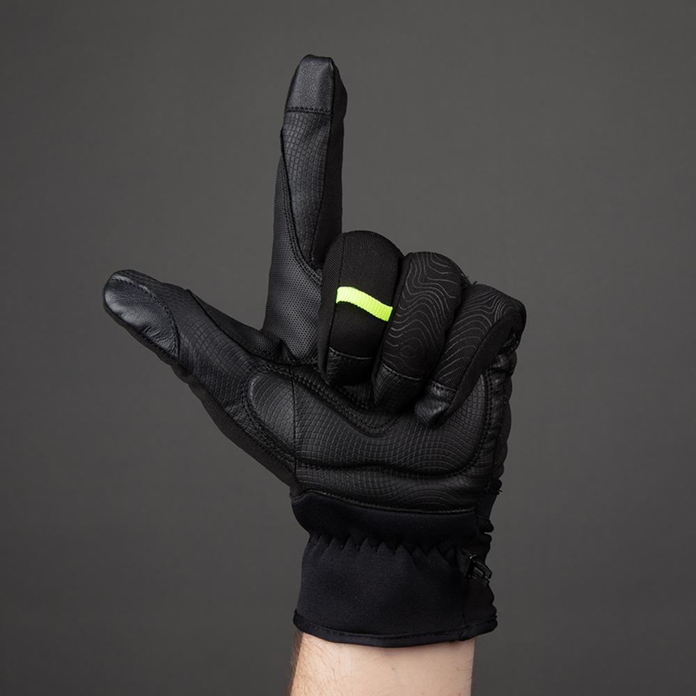 CHIBA Express+ - Radhandschuhe schwarz, Größe M, wind- & wasserdicht mit Regenüberzug