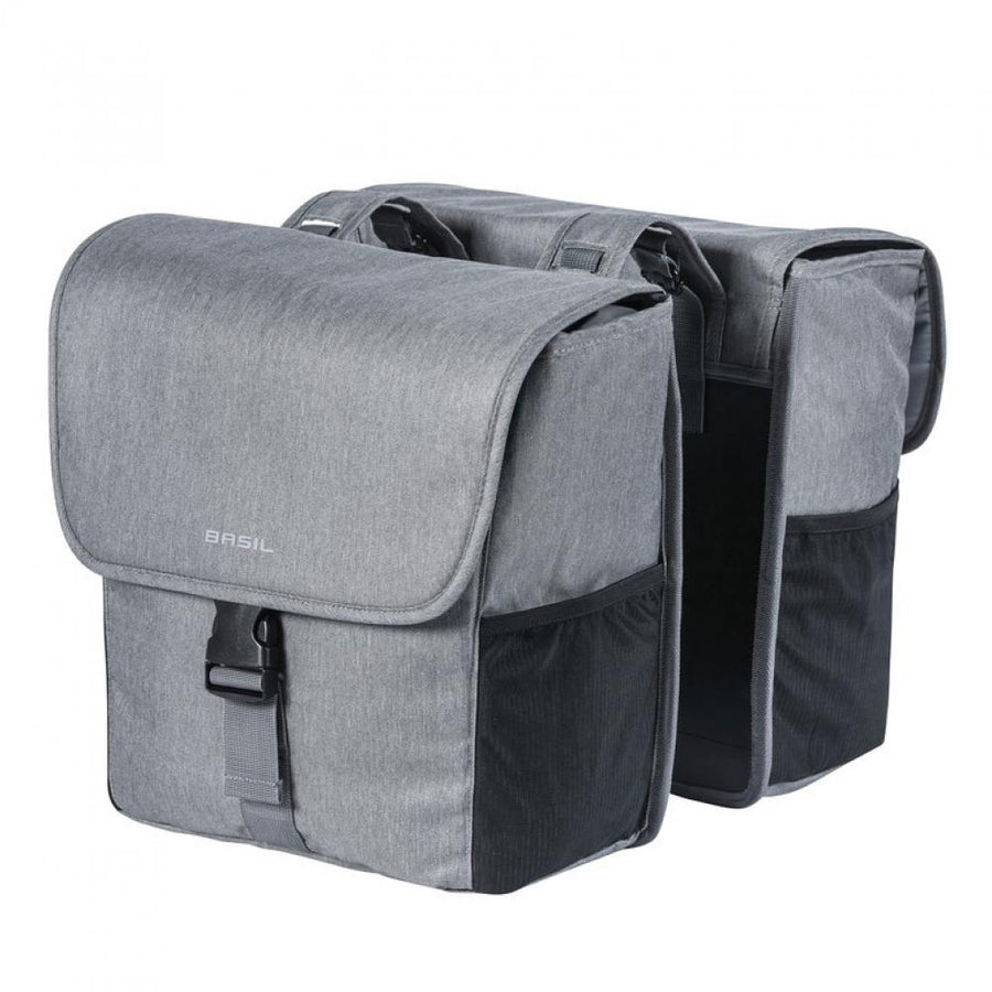 Basil Doppelpacktasche Go Double grey melee mit Reflexstreifen 32l