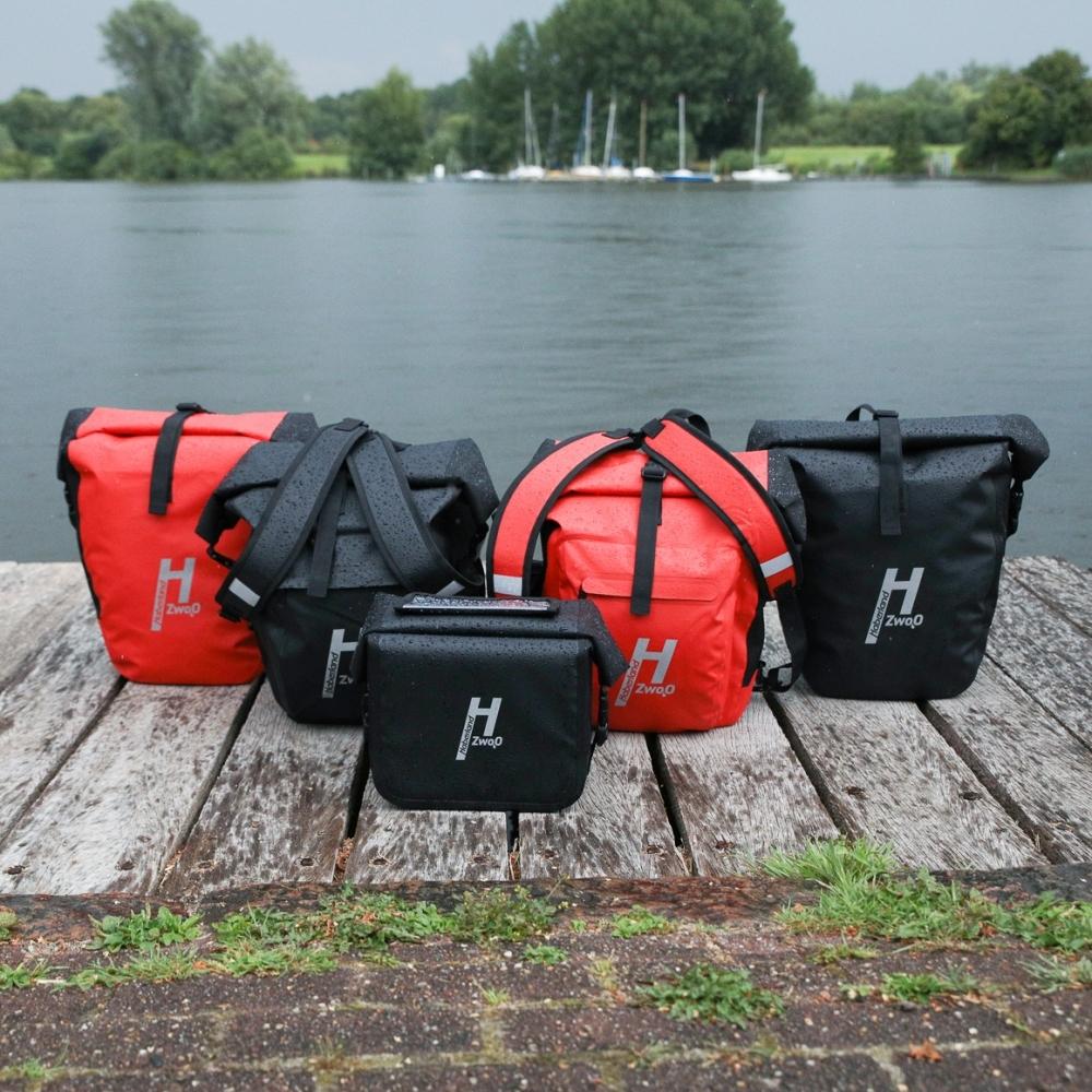 Haberland Einzeltasche H2O schwarz Paar - wasserdichte Fahrradtasche für Alltag und Tour