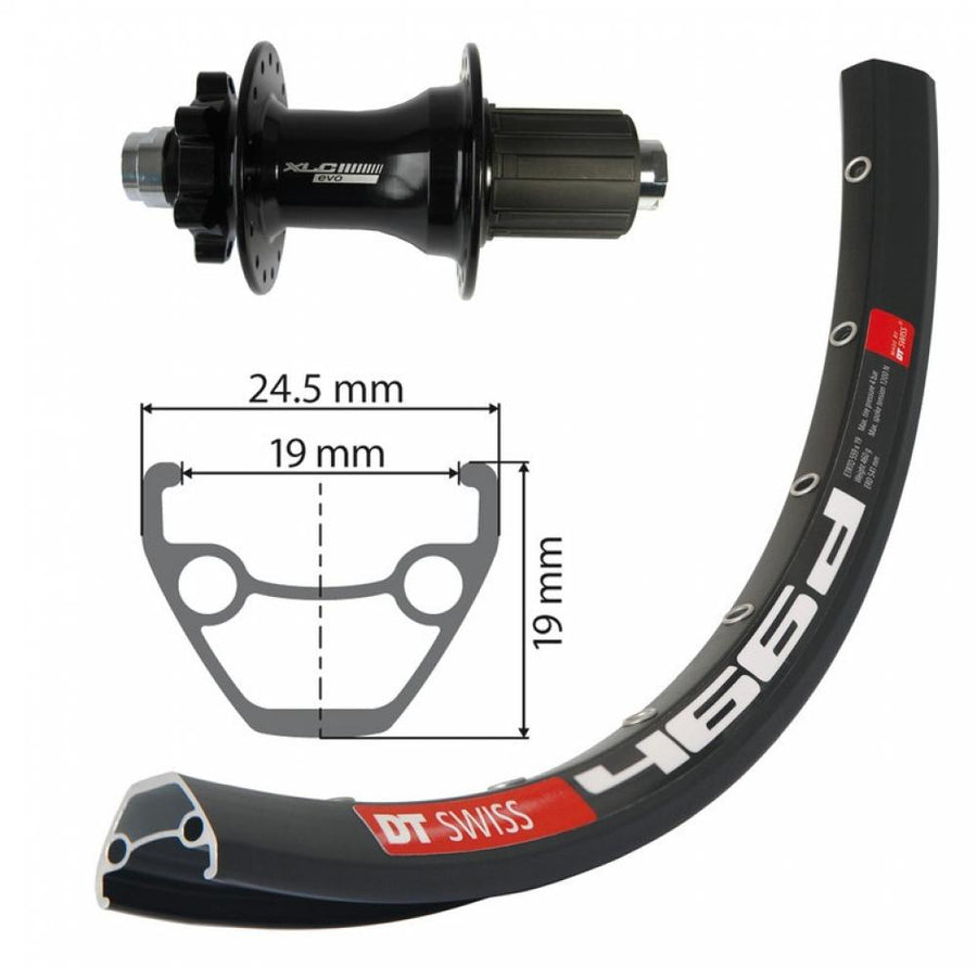 DT SWISS Xlc Laufrad Hinterrad 27.5 6Loch Schwarz Steckachse 12Mm 32Loch D466 Disc Schwarz Nirosta Speichen Schwarz Xlc