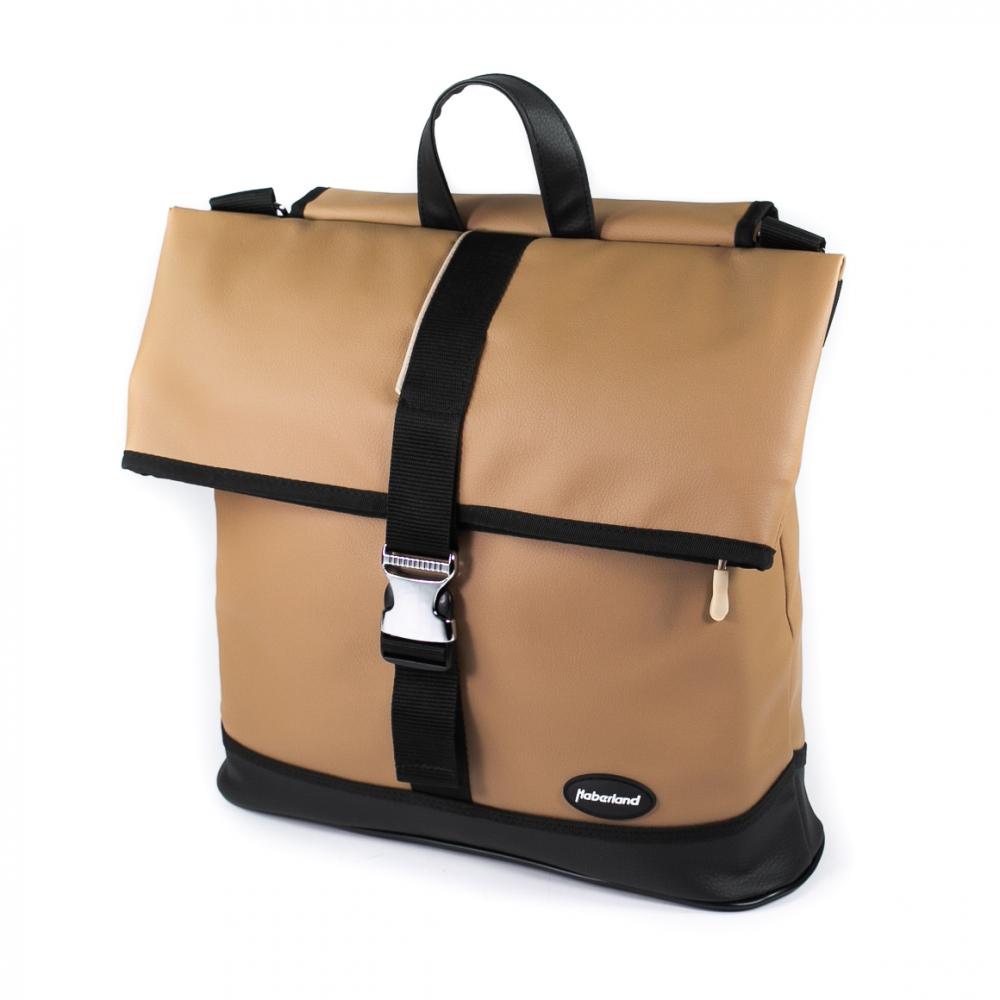 Haberland Einzeltasche Melan I hellbraun/schwarz - praktische Gepäckträgertasche mit modernem Tragesystem
